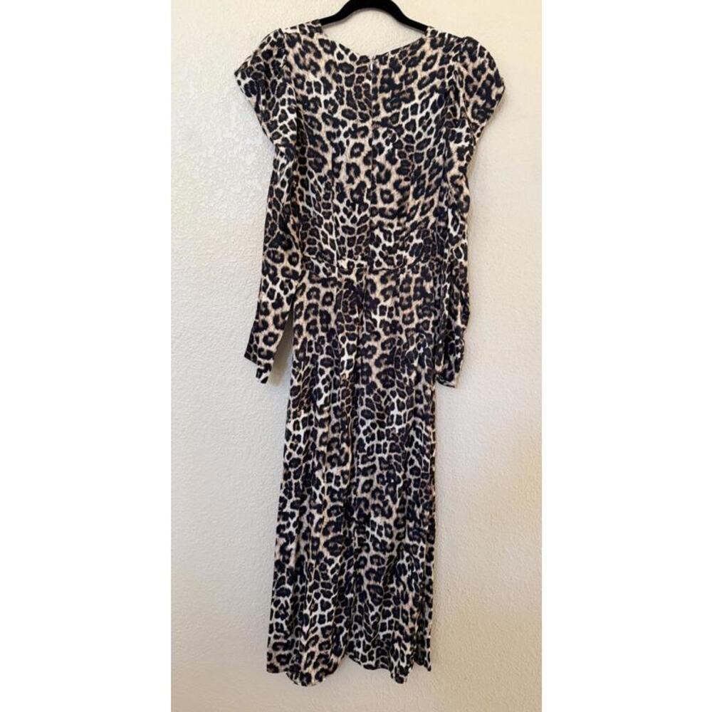 New Farm Rio Leopard V-Neck Midi-Dress In Natural Cream Size M $230 - Picture 9 of 14